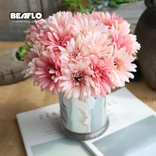 Silk Flower Bridal Wedding Bouquet Sunflowers Artificial Flowers Fall Vivid Fake Leaf Wedding Floral Decoration B1006