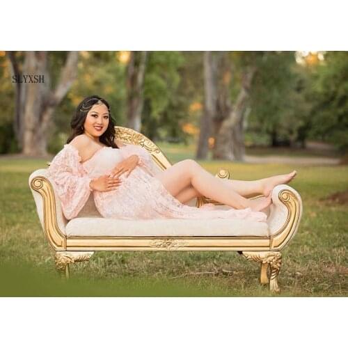 SLYXSH New hot Maternity Photography Props Pregnant Dress For Photo Maternity Clothes Long Lace Dress Pregnancy Clothing