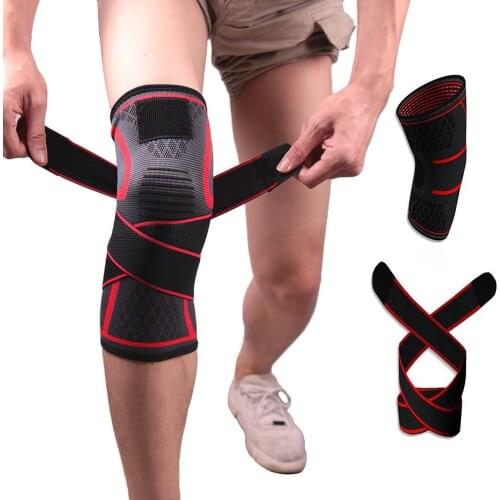 Sports Knee Support Adjustable Knee Brace Pads Fitness Sports Knee Protector Bandage with Strap for Basketball Football Running