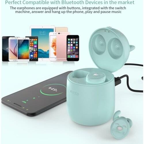 TWS Earphone Headset Bluetooth 5.0 Cute Cartoon 3D Heavy Bass Noise Reduction Wireless Anti-dropping Design Headphones