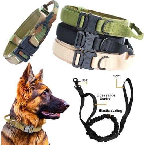 Outdoor Military Tactical Dog Collar Leash Collars Lead For Walking Training Dog Collar Control Handle Pull For Medium Large Dog
