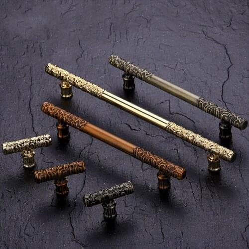 Vintage Antique Bronze Cabinet Handles Chinese Style Furniture Handle Drawer Knobs Wardrobe Door Pulls Furniture Hardware