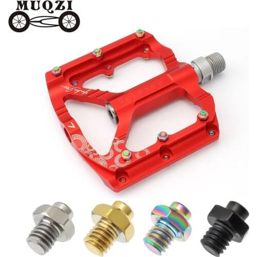 50Pcs MUQZI MTB Road Bike Pedal Screws M4 Ultra Light Skid-Proof Bolts Aluminum Alloy Cycling Anti-Slip Nail Wrench Bicycle Part