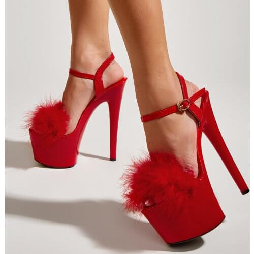 17cm High Heels Women Platform Sandals Sexy Red Striptease Shoes Gladiator Sandals Summer Dress Party Shoes Female Shoes Heels