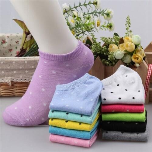 Women Cotton Sock Slippers Spring Summer Autumn Cute Candy Dot Invisible Ventilate Boat Socks Low Ankle Hosiery for Woman