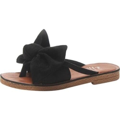 STAN SHARK Summer Women Flip Flops Solid Color Bow tie Flat Heel Sandals Size 36-40 Outdoor Slipper Beach Shoes For Female