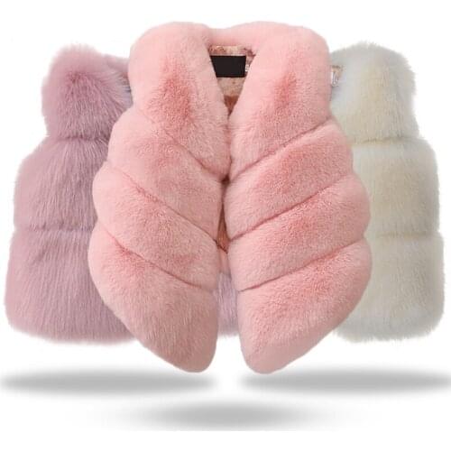 Baby Girl Winter Clothes Artificial Fur Vest Coats Warm Waistcoat Kids Sleeveless Jacket Princess Outerwear 2-10 years old