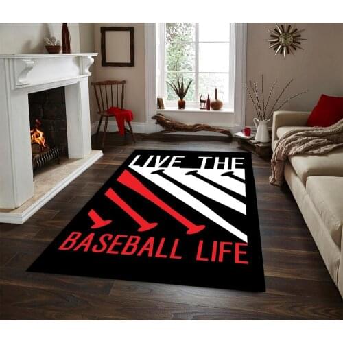 Live the Baseball Life Patterned Carpet ,Non Slip Floor Carpet, Teens Carpet, Turkish Rug