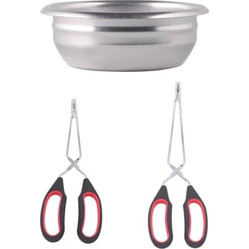 1 Pcs 2 Cup Espresso Semi-Automatic Coffee Filter & 2Pcs Scissor Metal Tongs Bread Barbecue Tong