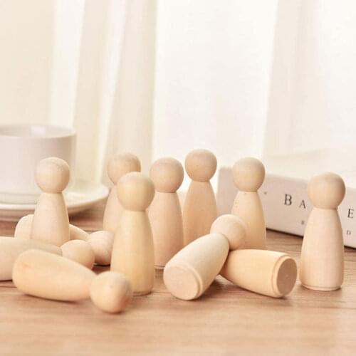 10Pcs Baby Wooden Peg Dolls 35-55cm Large Peg People Unfinished Blank Doll Body for Art Craft Figures Handmade DIY Painting Toys