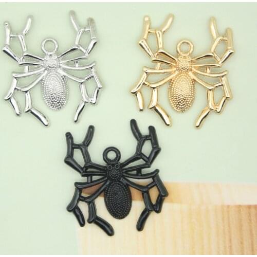 10Pcs/Set Alloy Spiders Enamel Charms Halloween Pendants Fit Bracelet Necklace Earrings Floating Jewelry DIY Accessory 5*34*31mm