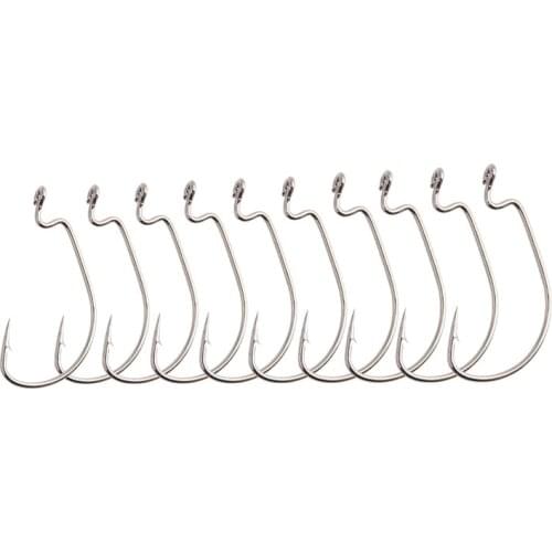 2021 Hot 30pcs Wide Gap Worm Hook Fishing Jig Crank Bass Barbed Hook For Soft Lure Stainless Nickel Steel For Sea Fishing