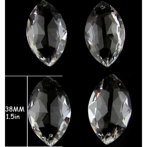 38mm White Crystal Chandelier Teardrop Prism Horse Eye Shape Prisms Hanging Drops Pendants Spare Parts for Chandeliers 20 pcs