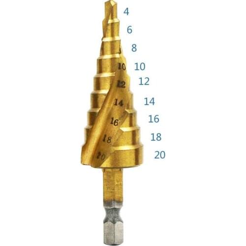 4-20 Hss Titanium Step Drill Bit Step Cone Cutting Tools Steel Woodworking Metal Drilling Set