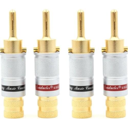 4Pcs CMC Lockable banana plug speaker cable plug hifi Screw locking,louspeaker cable connector plug