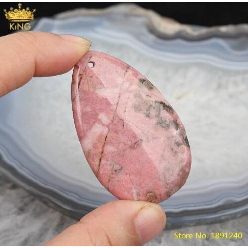 5pcs Natural Rhodonite Stone Water Drop Pendant Jewelry Making,Drilled 2mm Hole Slab Gemstones Charms For DIY Jewelry Findings