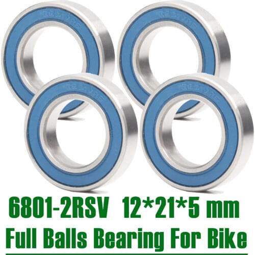 6801 VRS MAX Bearings 12*21*5mm ( 4 PCS ) Bike Pivot Chrome Steel Blue Sealed with Grease 6801LLU Cart Full Balls Bearing