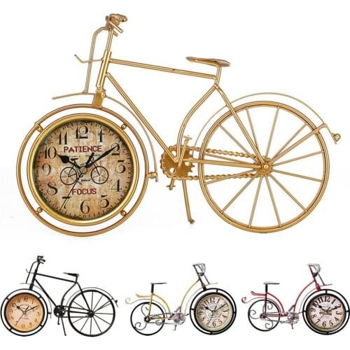 80% Hot Sales!! Retro Vintage Silent Iron Bike Bicycle Clock Home Office Living Room Table Decor