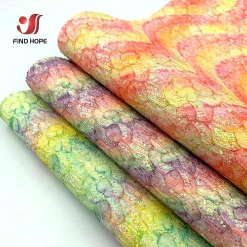 A4 sheet Chunky Glitterwishcome Iridescent Wave Hearts Lace PU Leather Sparkly Fabric For DIY Craft Brooch Bows Earring Material