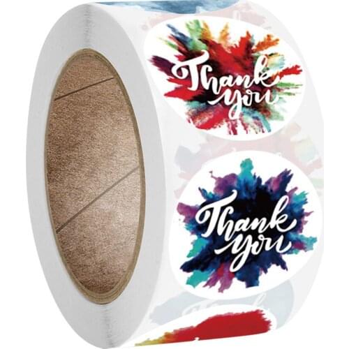 100-500pcs Water color Designs Thank You Stickers Seal Labels for Small Business Floral Designers Artist decorate Party Sticker