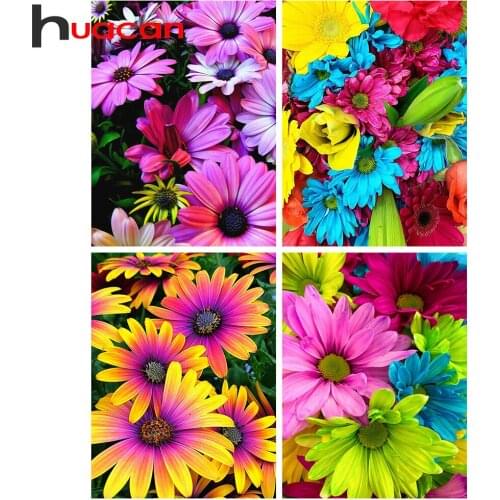 Huacan 5D Diamond Painting Daisy Full Drill Diamond Mosaic Embroidery Flower Picture Of Rhinestones Bedroom Decoration