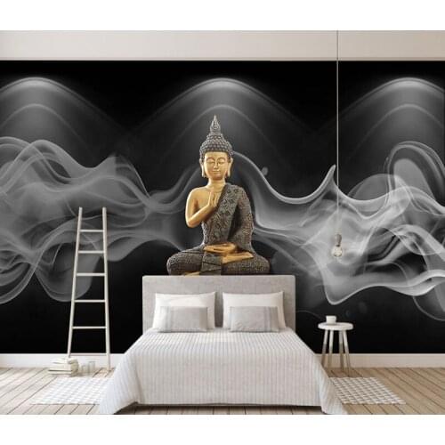 Bacal 8d Religion Buddha statue photo wall sticker for living room TV background wallpaper 3d Bedroom corridor mural paper Decor