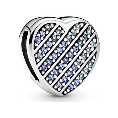 Free Shipping Authentic 925 Sterling Silver Heart Pave Clip Charm Fit Original Reflexions Bracelet For Women DIY Jewelry Bead