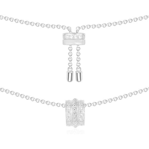 SLJELY Luxury Brand 925 Sterling Silver White Paved Zirconia Stones Mini Hoop Necklace Women High Quality Fashion Party Jewelry