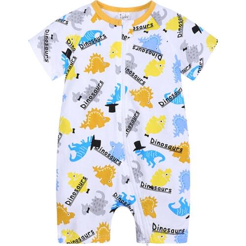 Baby Rompers Summer Style Cartoon Dinosaur Onesie Boy Girl Newborn Infant Feather Short Sleeve Clothes 3-6-9-12-24-36 Months
