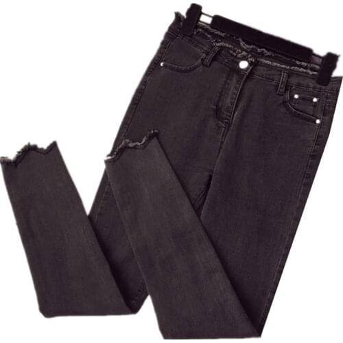 B1978 spring and autumn 2020 new women fashion big size high waist and nine-point jeans size S-5XL cheap wholesale