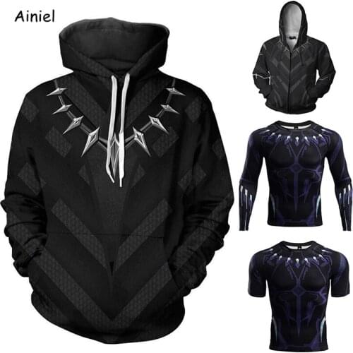 Movie Black Panther Coat Jacket Sweater T-shirt Casual Coat Hoodie Cosplay Costumes Autumn Fashion Women Halloween Costumes Men
