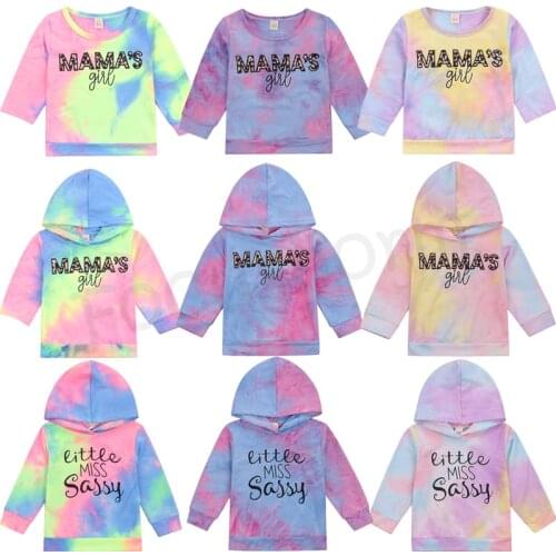 FOCUSNORM 1-6Y Autumn Infant Baby Girls Sweatshirt/Hoodies Letter Leopard Tie-Dye Printed Pullover Tops 9 Style