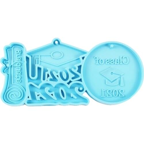 Glossy 2021 Graduation Keychain Epoxy Resin Mold Silicone Mould DIY Crafts Tool