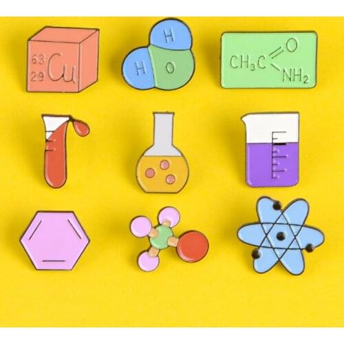Chemical element laboratory Bottle Brooches Scientist Chemical equation Molecular Structure Pins Brooch Lapel Pin Badge Jewelry