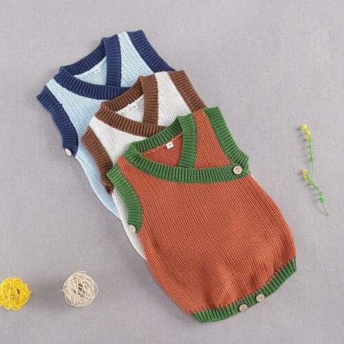 Little Boys Girls Cotton knitted Vest V-Neck Sweater Children Student Contrast Color Pullover for Spring Autumn Winter
