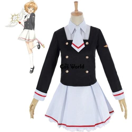 Cardcaptor Sakura CLEAR CARD Kinomoto Sakura Li Syaoran Junior High School Uniform Tops Dress Coat Pants Outfit Cosplay Costumes