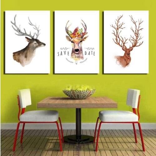 Chinese art painting European style lovely plum deer animals printed on canvas home decoration art wall poster no frame FA327