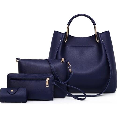 4PCS Womens Bag Set Fashion PU Leather Ladies Handbag Solid Color Messenger Bag Shoulder Bag Wallet Bags For Women 2020