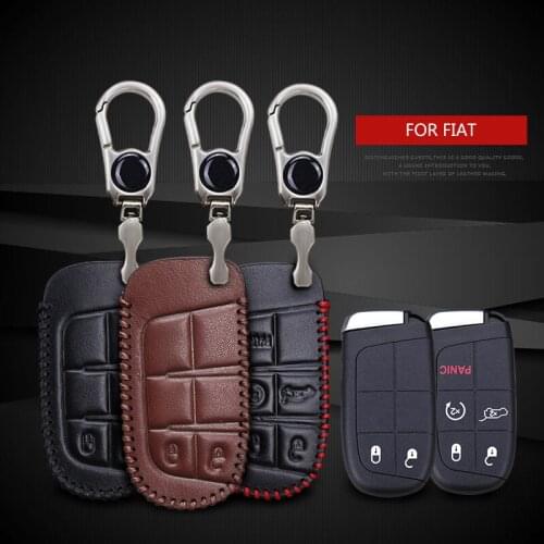 Leather Smart Car Accessories Key Cover Case For Fiat 500 Ducato Bravo Egea Tipo Punto Freemont Capa Chave Panda Stilo Key Chain