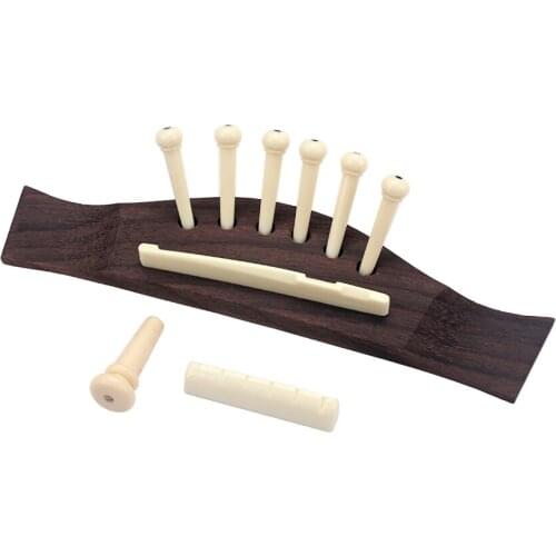 Rosewood Bridge+Bone Bridge Pins Saddle Nut Set for Folk Guitar Musical Instrument Parts