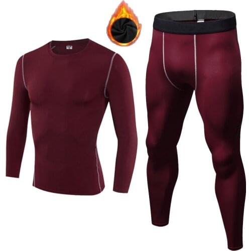 Men Winter Thermal Underwear Set Breathable Training Fitness Sportswear Jogging Sportsuit Plus Size Add Wool Thermo Clothes