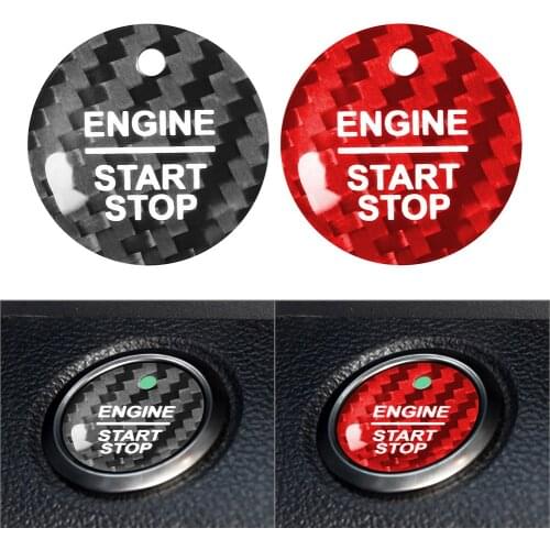 Carbon Fiber ABS Car Keyless Engine Start Stop Ignition Switch Button Sticker For Ford F-150 Raptor Taurus Explorer Expedition