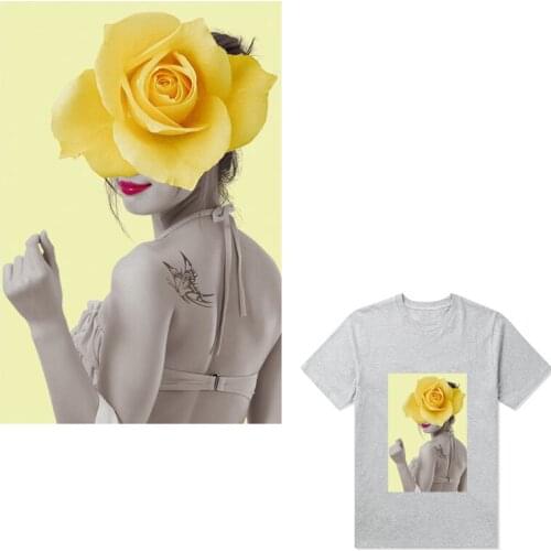 Patch For Clothes Yellow Flower Transfers Garment Washable Diy Heat Print On T-Shirt Dresses Sweater Parches Sticker Patch