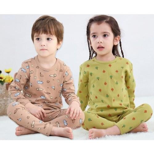 2020 New Kids Boys Pajama Sets Cartoon Long Sleeve O-Neck Pyjamas Kids Clothes Baby Girls Autumn Warm Sleeping Clothes Homewear