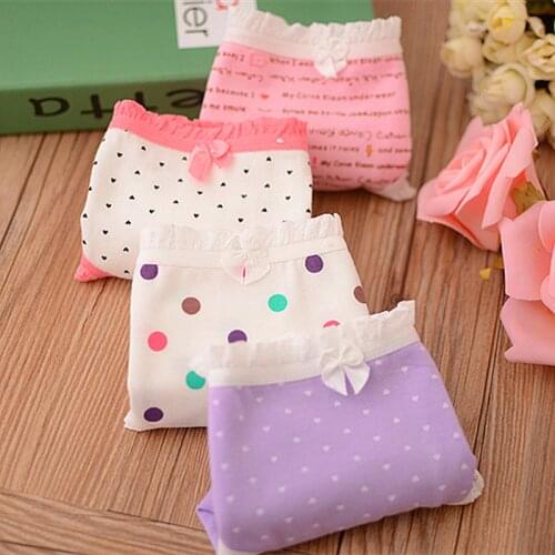 2018New Arrived Big Girl Underwear 4pcs/lot Kids Panties Striped Girl Underpants Cotton Lingerie Briefs