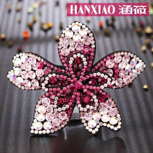 Spring clip leather full drill Czech drill top clip horsetail clip crystal drill fashion high grade hair accessories wholesale