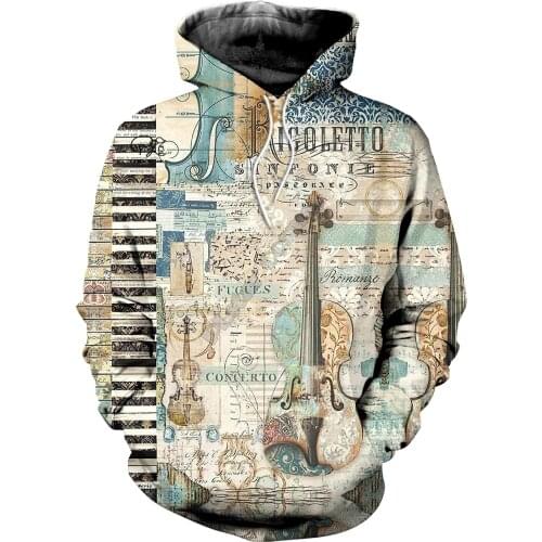 PLstar Cosmos 3D Music Musical Guitar Piano Violin New Fashion Harajuku Streetwear Funny Casual Hoodies/Sweatshirt/Jacket/-b3