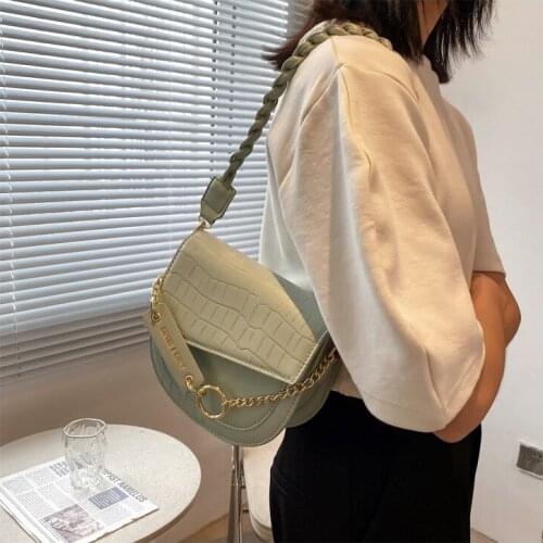 Simple stone pattern one-shoulder diagonal bag trend womens underarm bags double shoulder strap cross-body dumpling handbag