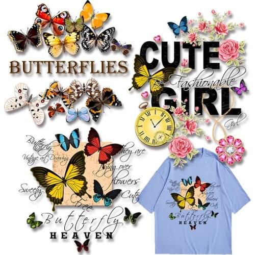 Ironing stickers Butterfly Applique on Clothes Iron-on Transfers Stickers on fabric Cloth patches Stickers t shirts