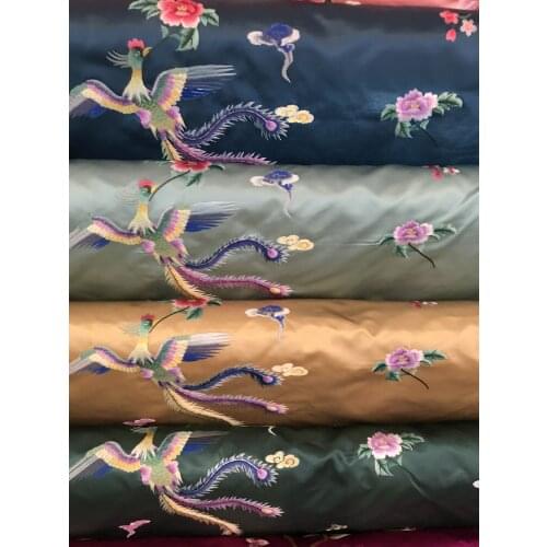 Pure silk plus cotton embroidery Phoenix Tu YeenJu style cheongsam Han clothing fabric